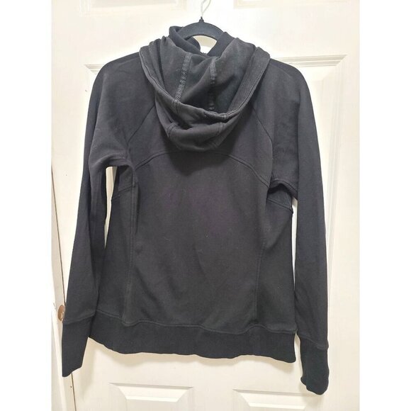 Athleta Black Zip-Up Hoodie Sweatshirt With Drawstring Hood Size L - Picture 3 of 16